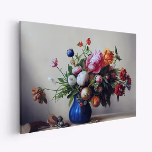 Canvas taulu - Flower Bouquet With Blue Vase