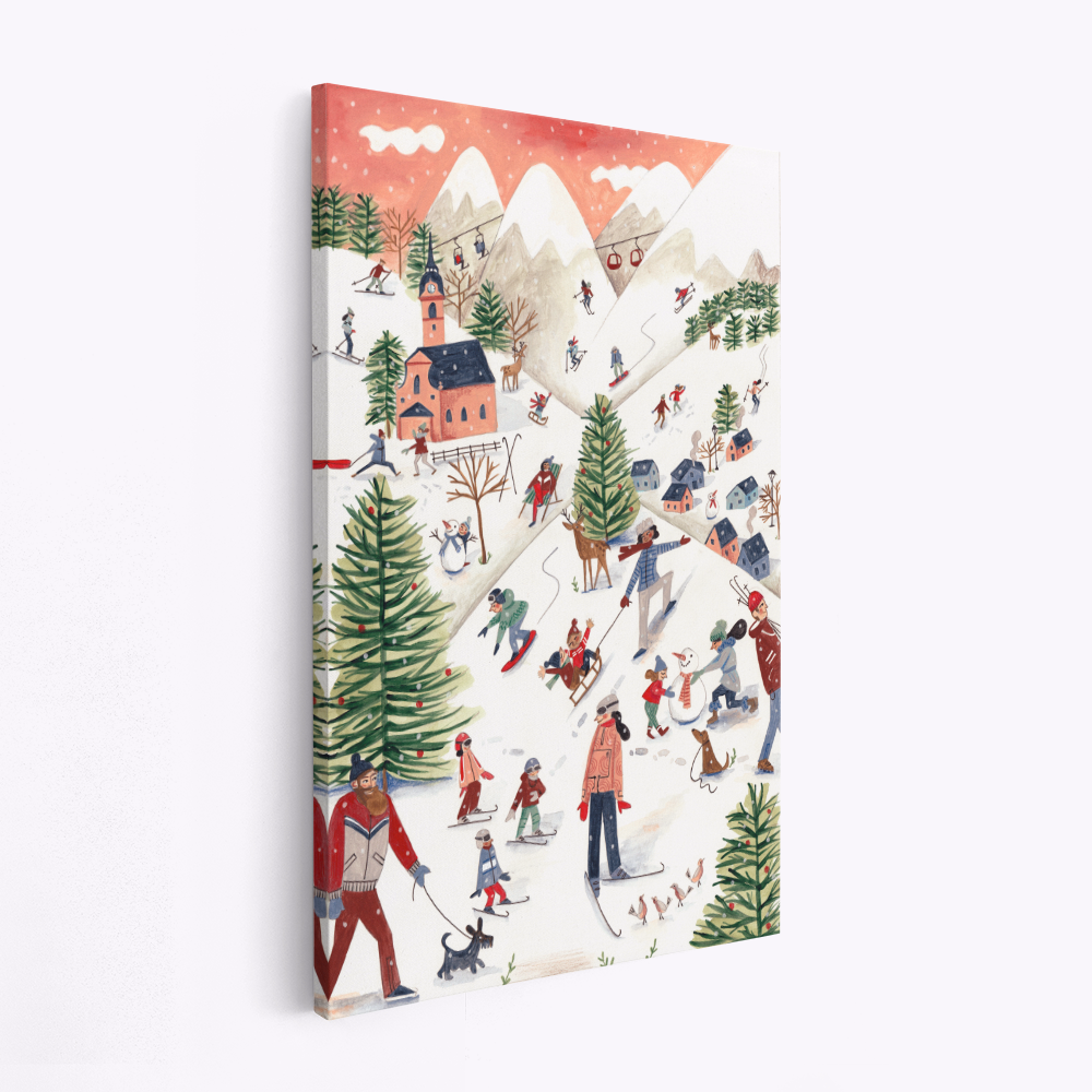 Canvas taulu - Mountain landscape with houses in the snow