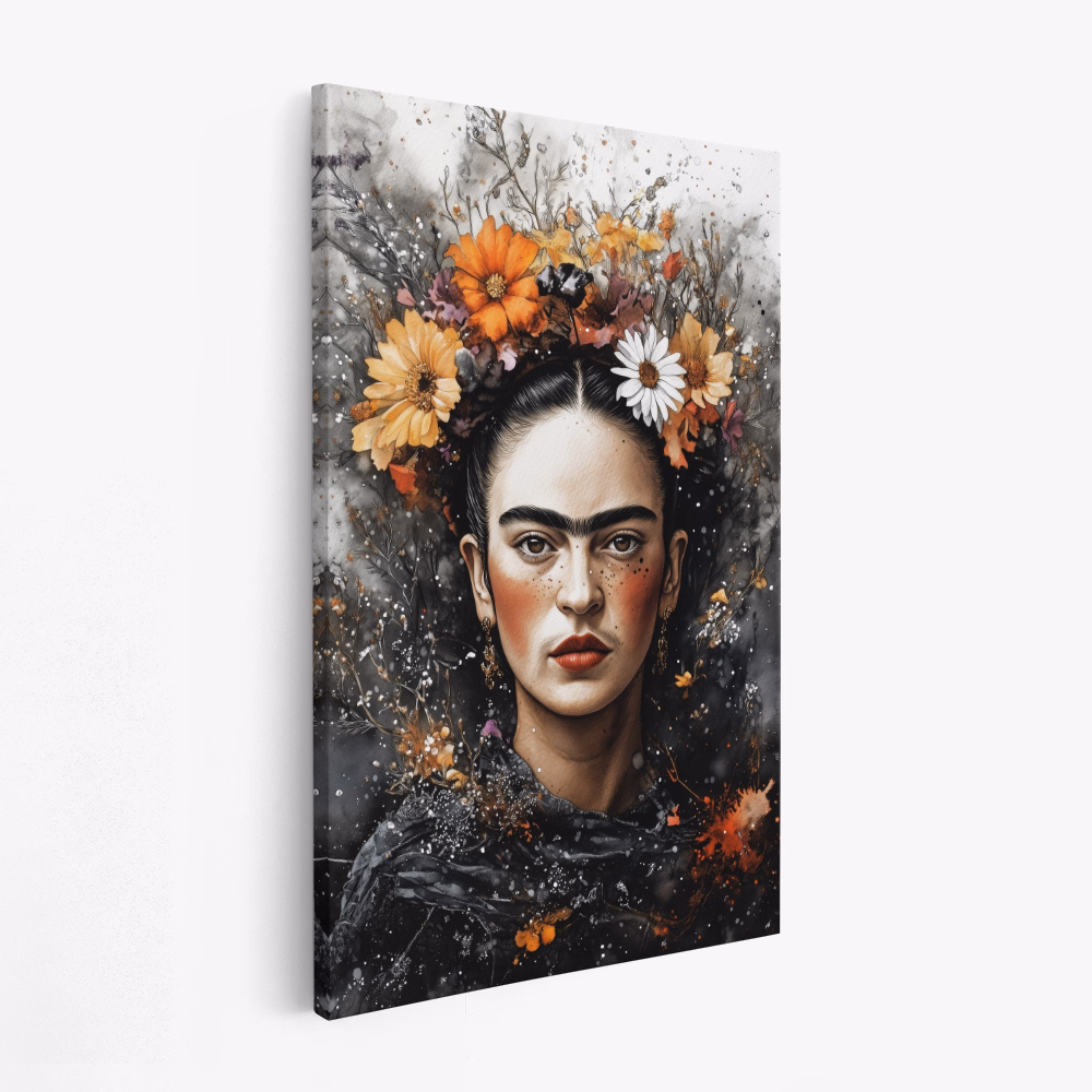 Canvas taulu - Frida portrait with flowers