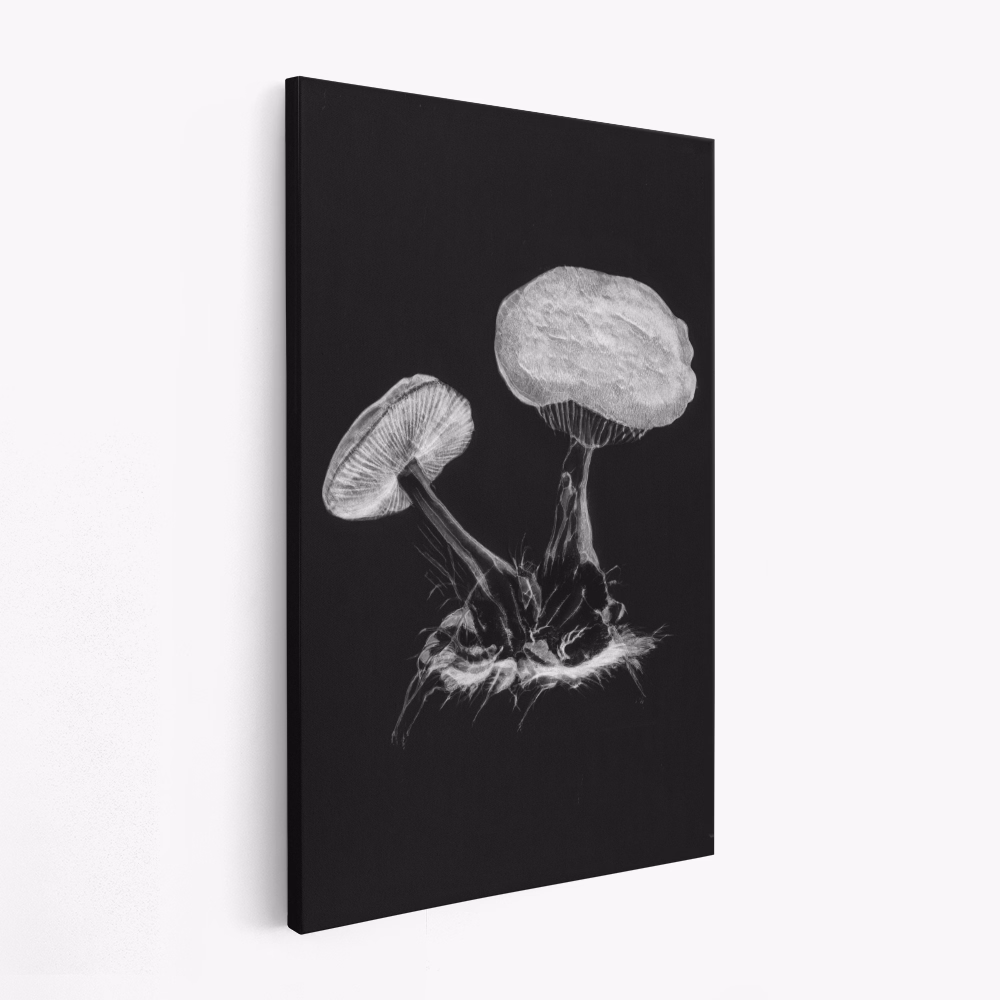Canvas taulu - Vintage Violet Webcap Mushroom Dark BW